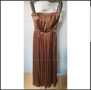 CHOCOLATE LONG PARTY DRESS